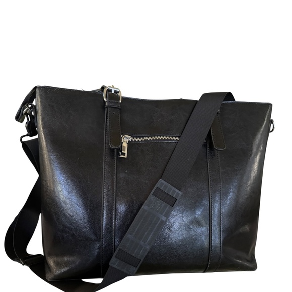BROMEN Black Vegan leather laptop bag  (15.6”) Computer - Picture 1 of 8